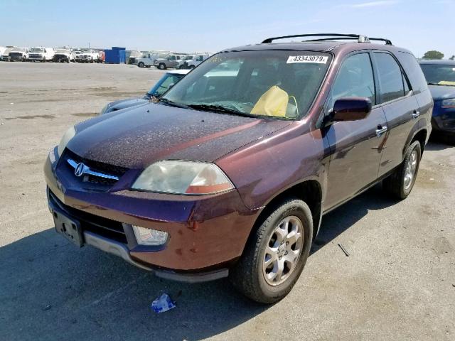 2HNYD18802H505505 - 2002 ACURA MDX TOURIN BURGUNDY photo 2