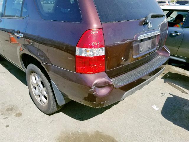 2HNYD18802H505505 - 2002 ACURA MDX TOURIN BURGUNDY photo 9