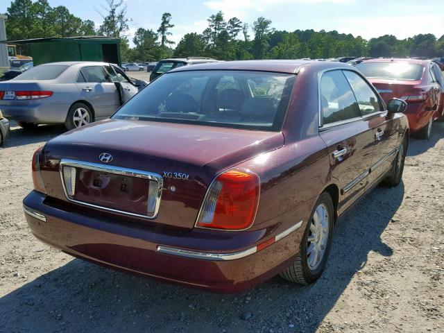 KMHFU45E44A346865 - 2004 HYUNDAI XG 350 MAROON photo 4