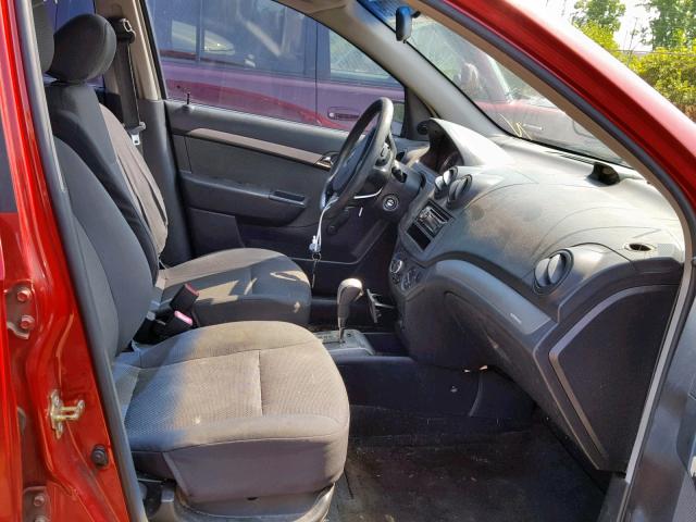 KL1TD56687B075772 - 2007 CHEVROLET AVEO BASE Қызыл фото 5