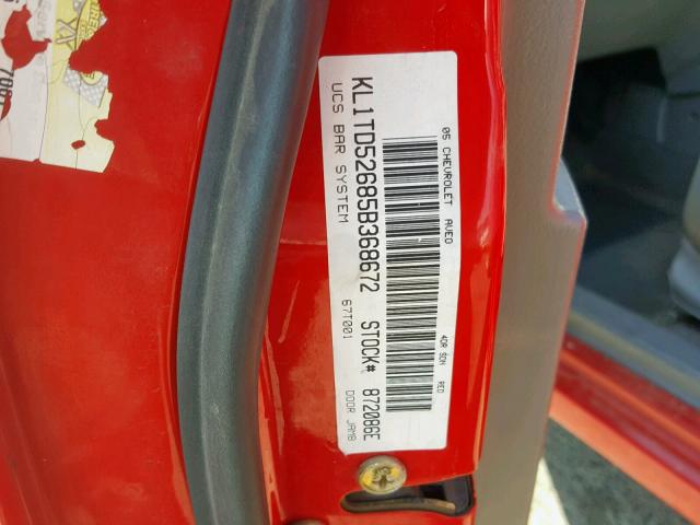 KL1TD52685B368672 - 2005 CHEVROLET AVEO BASE Qırmızı foto 10