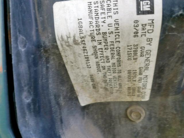 1G8AL55F46Z189112 - 2006 SATURN ION LEVEL GREEN photo 10