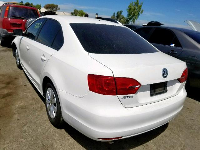 3VW2K7AJ0DM267447 - 2013 VOLKSWAGEN JETTA BASE WHITE photo 3