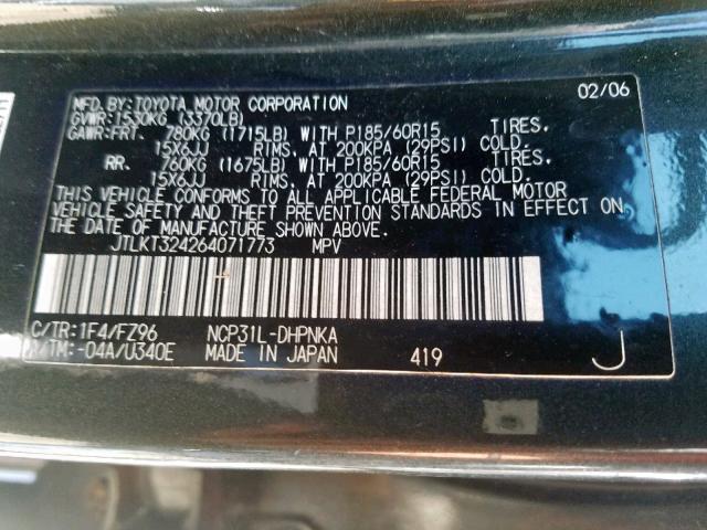 JTLKT324264071773 - 2006 TOYOTA SCION XB 黑色 照片 10