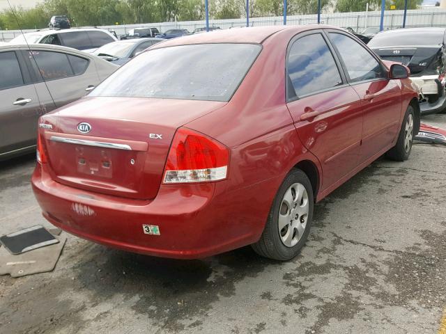 KNAFE121585532623 - 2008 KIA SPECTRA EX RED photo 4