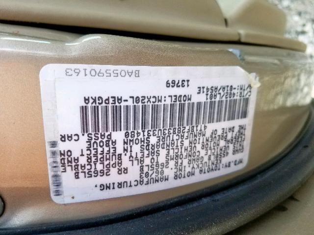 4T1BF28B33U331480 - 2003 TOYOTA AVALON GOLD photo 10