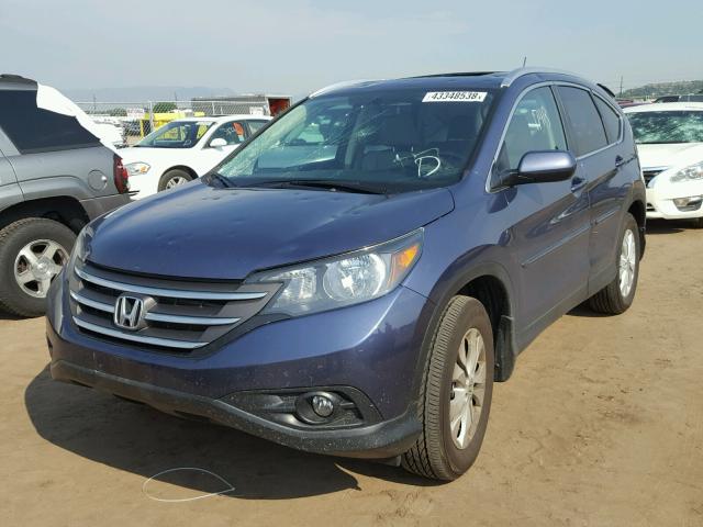 2HKRM4H78EH705689 - 2014 HONDA CR-V EXL BLUE photo 2