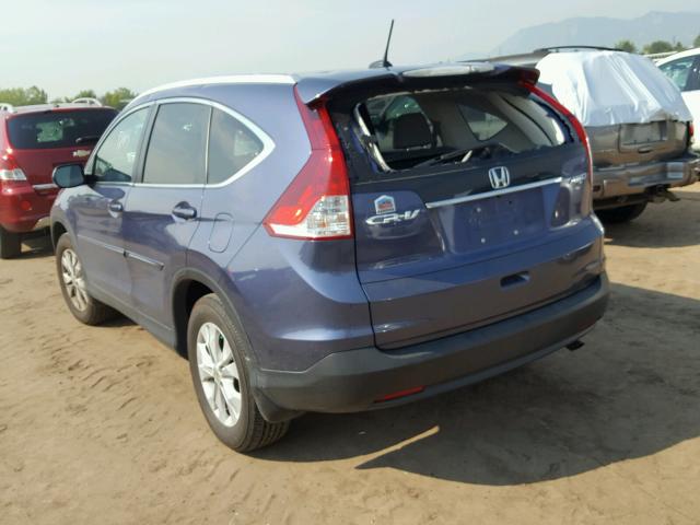 2HKRM4H78EH705689 - 2014 HONDA CR-V EXL BLUE photo 3