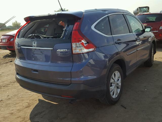 2HKRM4H78EH705689 - 2014 HONDA CR-V EXL BLUE photo 4