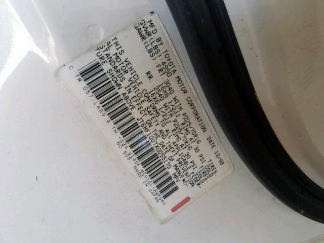 JT6HF10U7X0055170 - 1999 LEXUS RX 300 WHITE photo 10