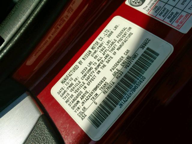 JN1AZ4EH7BM550620 - 2011 NISSAN 370Z BASE RED photo 10