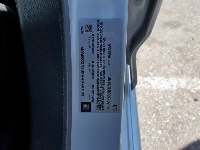 KL8CK6S00FC761781 - 2015 CHEVROLET SPARK EV 1 银色 照片 10