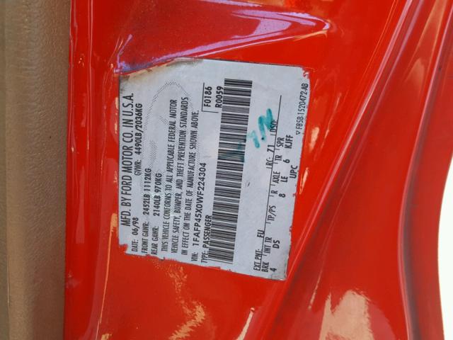 1FAFP45X0WF224304 - 1998 FORD MUSTANG GT RED photo 10