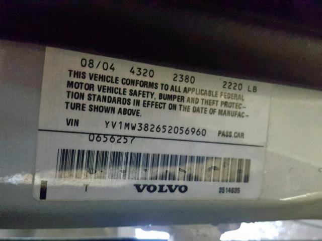 YV1MW382652056960 - 2005 VOLVO V50 2.4I SILVER photo 10