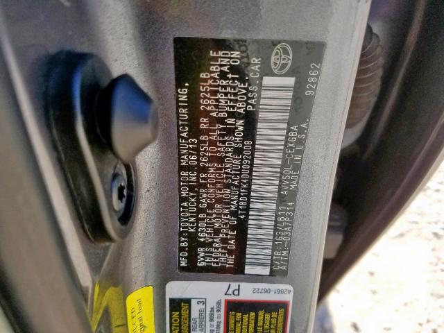 4T1BD1FK4DU092008 - 2013 TOYOTA CAMRY HYBR SILVER photo 10