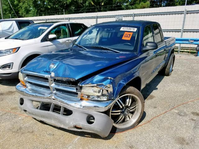 1B7HL48N52S669406 - 2002 DODGE DAKOTA QUA BLUE photo 2