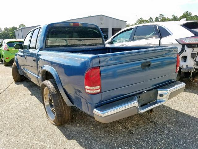 1B7HL48N52S669406 - 2002 DODGE DAKOTA QUA BLUE photo 3