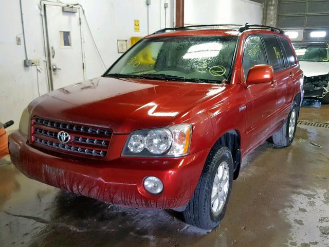 JTEHF21A720066631 - 2002 TOYOTA HIGHLANDER RED photo 2