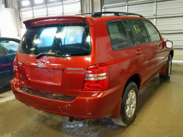 JTEHF21A720066631 - 2002 TOYOTA HIGHLANDER RED photo 4