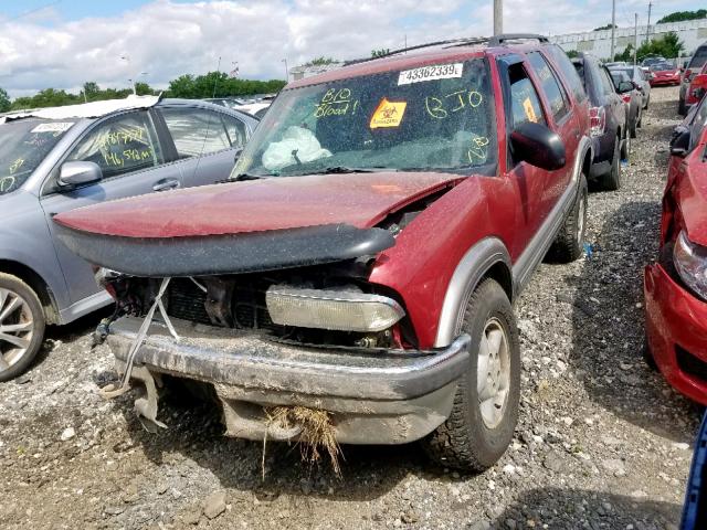 1GNDT13W1X2125559 - 1999 CHEVROLET BLAZER RED photo 2