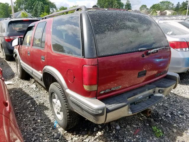 1GNDT13W1X2125559 - 1999 CHEVROLET BLAZER RED photo 3