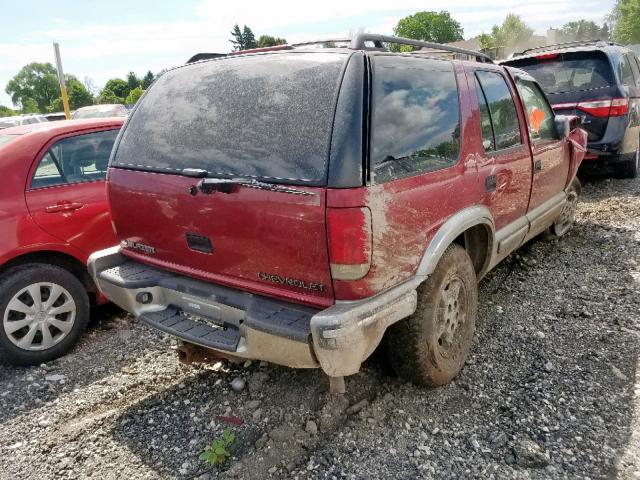 1GNDT13W1X2125559 - 1999 CHEVROLET BLAZER RED photo 4