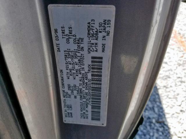 JT4TN12DXT0023150 - 1996 TOYOTA T100 XTRAC GRAY photo 10