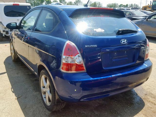 KMHCN36C57U034161 - 2007 HYUNDAI ACCENT SE BLUE photo 3