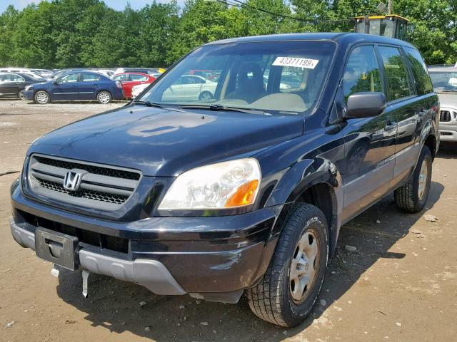 2HKYF18165H522291 - 2005 HONDA PILOT LX BLACK photo 2