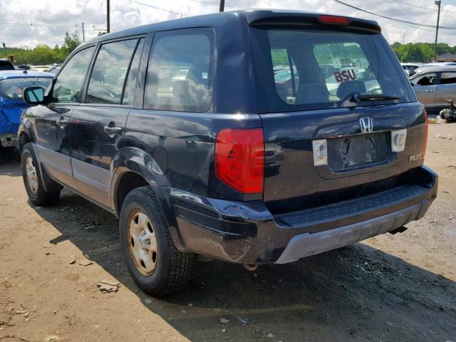 2HKYF18165H522291 - 2005 HONDA PILOT LX BLACK photo 3