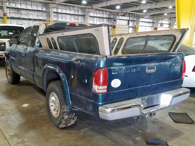 1B7GG23YXVS219244 - 1997 DODGE DAKOTA GREEN photo 3