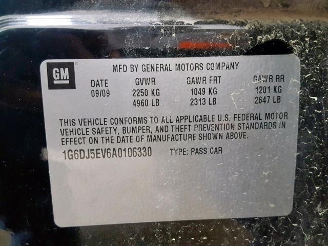 1G6DJ5EV6A0106330 - 2010 CADILLAC CTS PERFOR BLACK photo 10