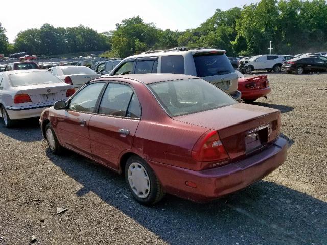 JA3AY26C1YU016009 - 2000 MITSUBISHI MIRAGE DE MAROON photo 3