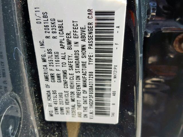 1HGCP3F85BA017298 - 2011 HONDA ACCORD EXL BLACK photo 10