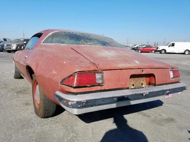 1Q87D7L598471 - 1977 CHEVROLET CAMERO RED photo 3