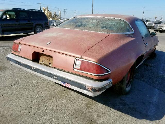 1Q87D7L598471 - 1977 CHEVROLET CAMERO RED photo 4