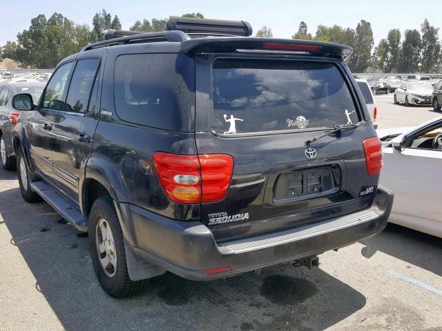 5TDZT38A82S126328 - 2002 TOYOTA SEQUOIA LI BLACK photo 3