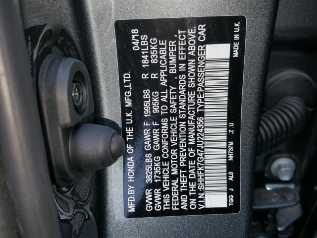 SHHFK7G47JU224356 - 2018 HONDA CIVIC SPOR GRAY photo 10