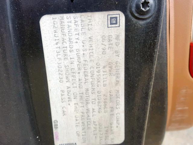 1G2WJ14T3LF302230 - 1990 PONTIAC GRAND PRIX BLACK photo 10