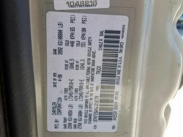 1B7KF23WXWJ216170 - 1998 DODGE RAM 2500 SILVER photo 10