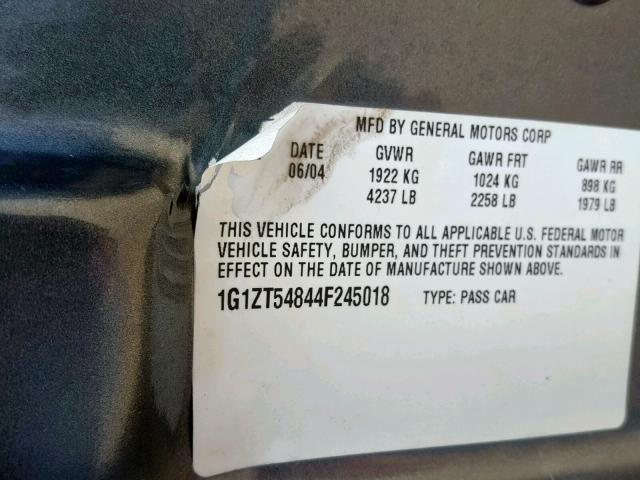 1G1ZT54844F245018 - 2004 CHEVROLET MALIBU LS GRAY photo 10