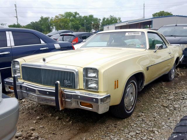 1D37U7B435406 - 1977 CHEVROLET MALIBU YELLOW photo 2