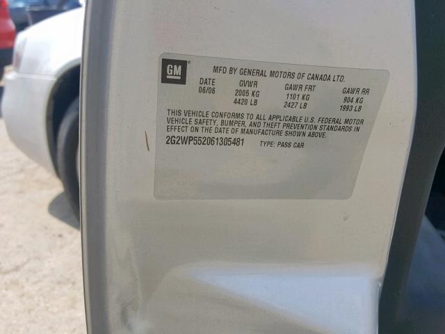 2G2WP552061305481 - 2006 PONTIAC GRAND PRIX SILVER photo 10
