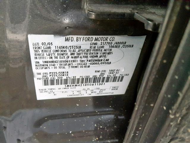 1MEHM42185G611301 - 2005 MERCURY MONTEGO PR ნაცრისფერი ფოტო 10