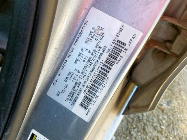 JM1BL1S68A1160551 - 2010 MAZDA 3 S SILVER photo 10