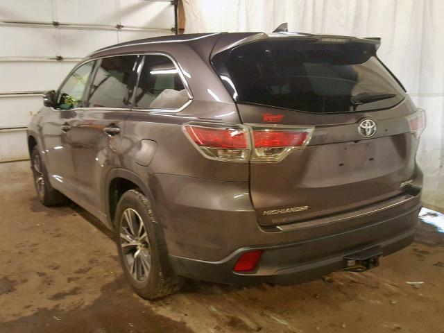 5TDJKRFH2GS233241 - 2016 TOYOTA HIGHLANDER GRAY photo 3