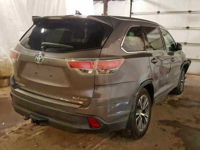 5TDJKRFH2GS233241 - 2016 TOYOTA HIGHLANDER GRAY photo 4