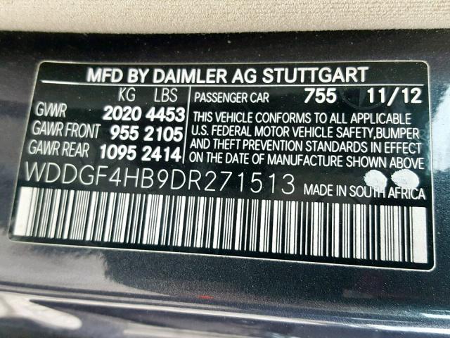 WDDGF4HB9DR271513 - 2013 MERCEDES-BENZ C 250 GRAY photo 10