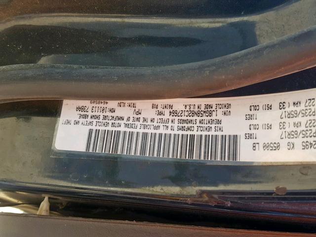 1J8GW58N82C127664 - 2002 JEEP GRAND CHER BLACK photo 10