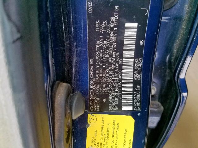 JTEEP21A150104990 - 2005 TOYOTA HIGHLANDER BLUE photo 10